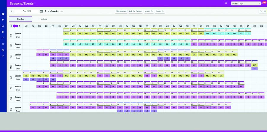 Saisonkalender Events und Messen - RMS ROB - Revenue Management System - Ki unterstüzt